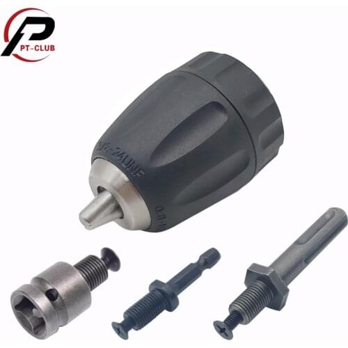 0.8-10mm Keyless Drill Chuck 3/8 - 24UNF Thread Quick Release Chuck Drill Holder with SDS-Plus Shank 1/4" Hex Square Wrench