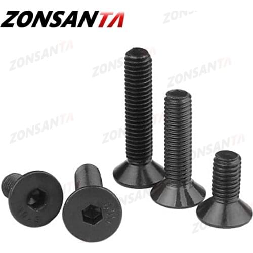 ZONSANTA M2 M2.5 M3 M4 M5 M6 Din7991 Carbon steel Bolt DIY Hexagon Hex Socket Flat Head Countersunk Screw Black Furniture screws