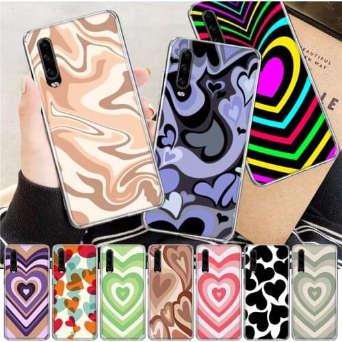 Purple Heart Swirl Soft Cover Phone Case For Huawei P30 P20 P10 P40 Mate 30 20 10 Pro Lite P Smart Z Plus + Customized Coque
