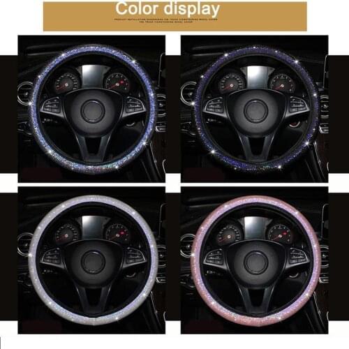 Car Steering Wheel Cover Colorful Hot Stamping Luxury Crystal Rhinestone Car Covered Steering-Wheel Accessories