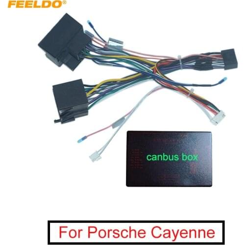 FEELDO Car Audio Raddio 16PIN Android Power Cable Adapter With Canbus Box For Porsche Cayenne CD/DVD Player Wiring Harness