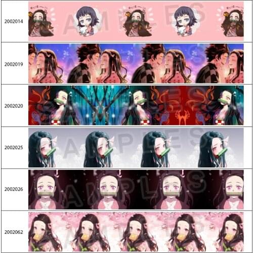 Kimetsu no Yaiba Grosgrain Ribbon Printed Kawaii Kamado Nezuko Cartoon for DIY hairbow accessory decoration 10 yards
