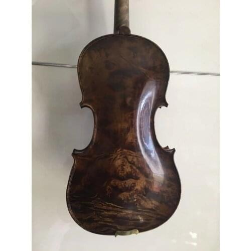 4/4 size Violin bird eye flamed maple back Stradi model handcarved hand made