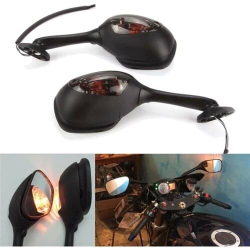 Motorcycle Rear View Side Mirrors with Amber Turn Signals for Suzuki GSXR 600 750 2006-2012 GSXR 1000 2005-2010 K5 K6 K7 K8 K9