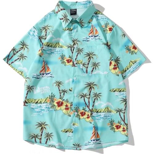 Retro Hawaiian Shirt Men Loose Casual Summer Printed Short Sleeve Button Up Beach Shirts for Men Vintage Clothes Streetwear