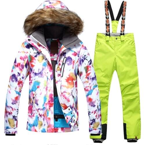 Winter Gsou Snow 2018 NEW Women Ski Suit Super Warm Clothing Skiing Snowboard Jacket+Pants Suit Windproof Waterproof Winter Wear
