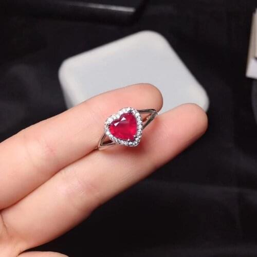 New ruby ring 925 silver ladies ring heart-shaped luxury elegant beauty wedding gift
