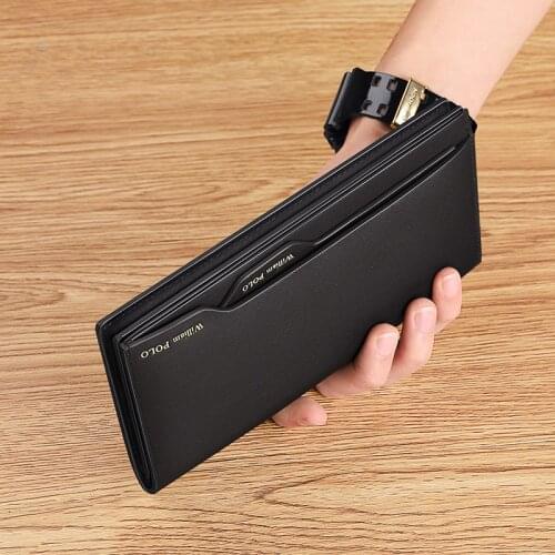New brand leather mens wallet long fashion design mobile wallet credit card bag multi function card holder Coin Purse