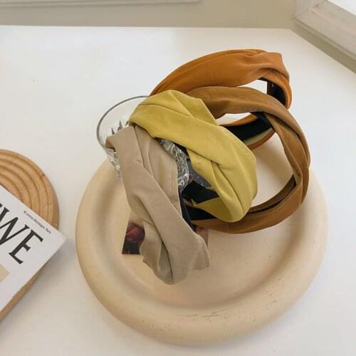 PU Solid Color Simple Hairbands Bezel For Women Girls Retro Hair Band Hoops Headbands Vintage Wide Headwear Hair Accessories