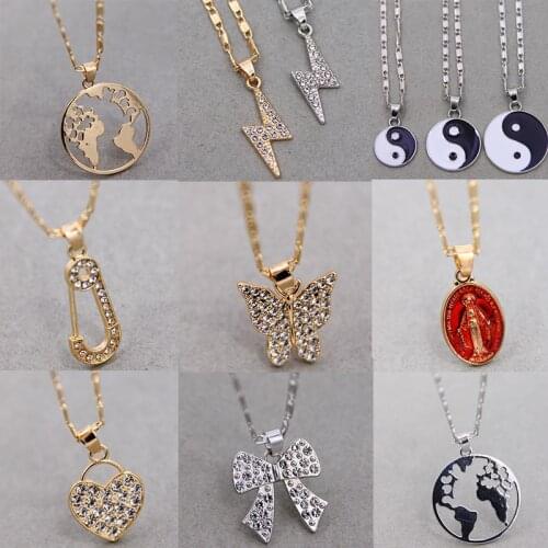 New simple and fashionable metal heart-shaped yin and yang map pendant necklace luxury ladies clavicle chain gift