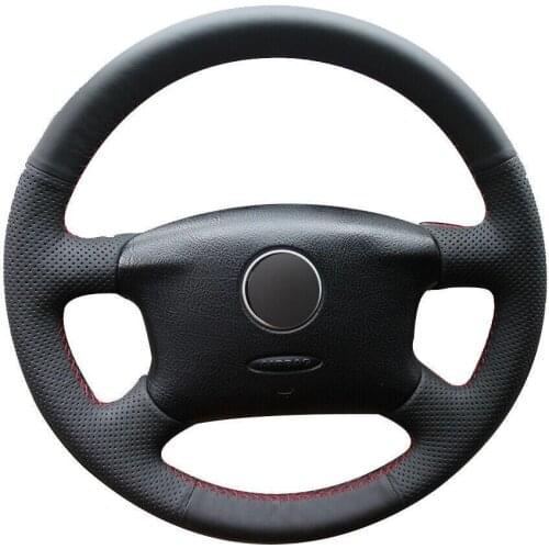 For VW Volkswagen Passat B5 Passat B5 Golf Custom Made Anti Slip Black Leather Car Steering Wheel Cover Anti-slip fit all season