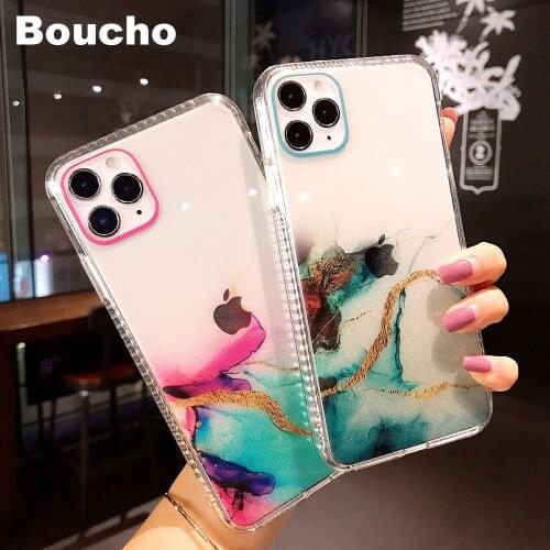 Gift Clear Phone Case For iPhone 12 Mini 11 Pro Max XR XS Max 7 8 Plus X SE Colorful Marble Soft Shockproof Back Cover Coque