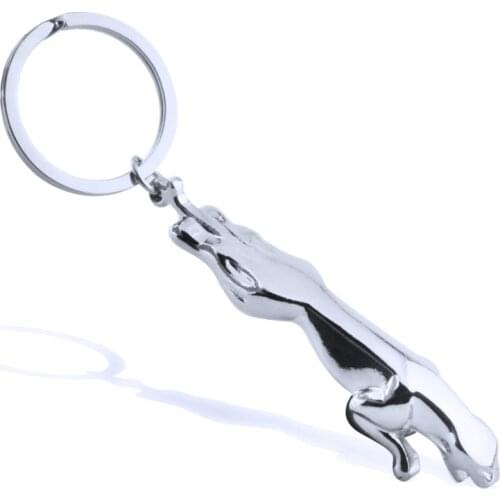 SexeMara Classic Silver Color Stainless Steel Leopard Keychain Jaguar Car Keyrings Fine Bag Key Chains Creative Jewelry