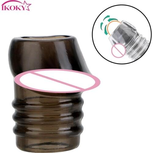 IKOKY Glans Protector Sleeve Ring Cock Ring Foreskin Correction Penis Extender Rings Time Delay Male Chastity Device