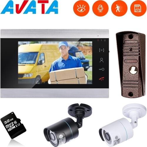 Video Intercom for Home 7 Inch Monitor Doorbell with Camera 1000TVL Night Vision and Motion Record