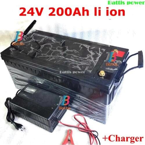Waterproof 24V 200AH Lithium battery BMS NO 300AH li-ion battery for 2500W 2000W RV EV scooter solar golf cart UPS +20A Charger