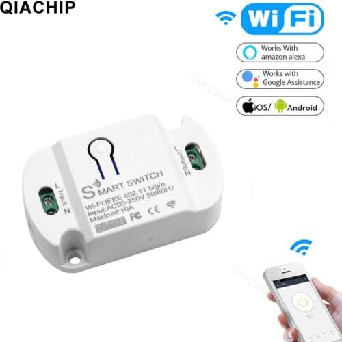 Wifi Receiver Remote Control Switch 1 Relay 110V 220V Smart Home Tuya App Timer Module work Mobile Phone control QIACHIP 433MHz
