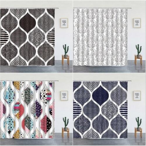 Bohemian Shower Curtains Geometric Black And White Stripes Waterproof Fabric for Bathroom Home Decor Bathtub Screens With Hooks