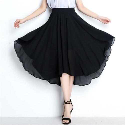 M - 5XL 6XL 7XL High Waist Flounce Beach Skirts Feminino Plus size Summer chiffon Skirts Ruffles Asymmetrical Elegant Skirt