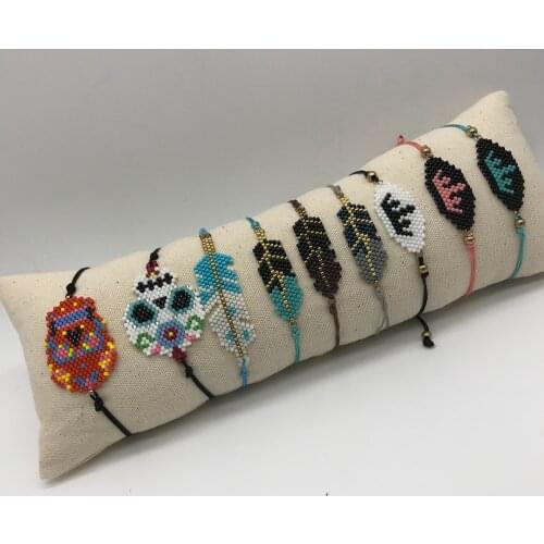 BLUESTAR 2021 Jewelry Women MIYUKI Bracelet Leaves Skull Pattern Pulseras Mujer Moda Handmade Woven Bracelets