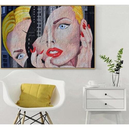 Women Half Face Graffiti Urban Street Art Canvas Painting Posters and Prints Wall Art for Living Room Home Decor