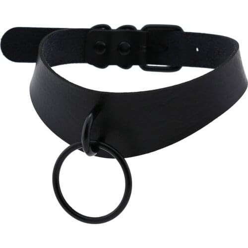 ZIMNO Goth Harajuku Leather Necklaces for Women Sexy Collar Streetwear Nightclub O-shaped Choker Slave Clavicle Chain 16 Colors