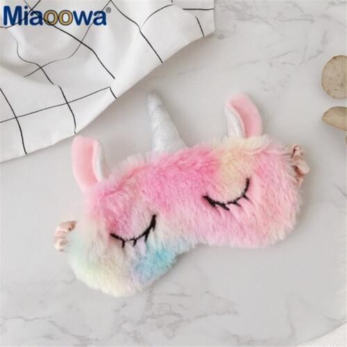 1pc Kawaii Ice cream Rainbow Unicorn Eye mask Headband Colorful Plush Toy soft animal stuffed Kawaii gifts for children