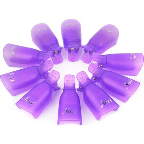 New 10pcs Wearable Acrylic Nail Clip Nail Polish Removers Plastic Nail Art Soaker Caps Clip UV Gel Tool Resurrection Clip SCI88