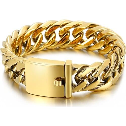 124g Heavy 19mm 8.66 Inch European and American Fashion Stainless Steel Bracelet Titanium Mens Whip Chain Bangle