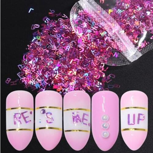 1 bag of nail sequins classic alphanumeric hybrid laser thin nail stickers nail art nail designer nail decorations
