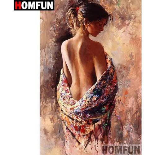 HOMFUN Full Square/Round Drill 5D DIY Diamond Painting "Oil painting woman" Embroidery Cross Stitch 5D Home Decor A07673