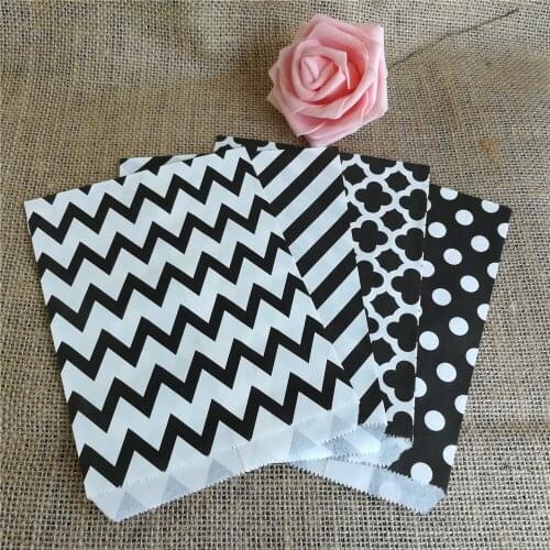 Patterned Black Lines Paper Bags Size 5x7 inch Candy Bags -Birthday Paper Bags -Wedding Favor Bags