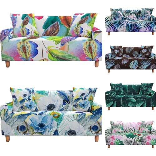 Tropical Leaves Sofa Slipcovers Elastic Couch Covers for Living Room FLowers Armchair Cover Protector Home Decor 1/2/3/4-seater
