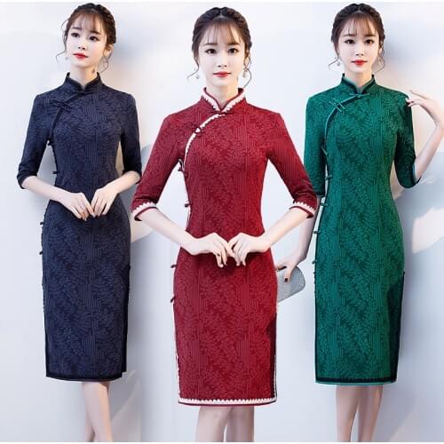 Elegant Asian Qipao Women Sexy Slim Cheongsams Dress Traditional Chinese Clothing Ladies Retro Modern Evening Dresses Vestido