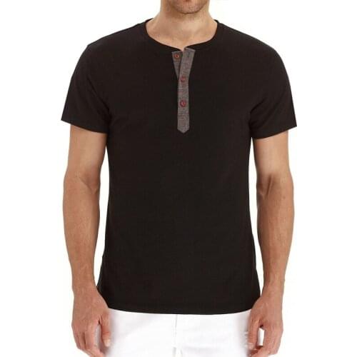 Mans T-shirt 2021 new Casual summer Short sleeve t shirt men Solid color Henry Collar Mens tops Multicolor O neck tees