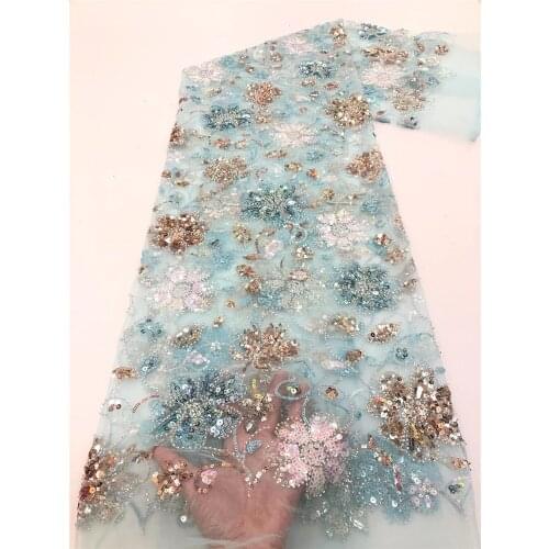 Exquisite and fashionable multi-color sequin flower embroidery, African lace fabric, suitable for womens dress design fabrics