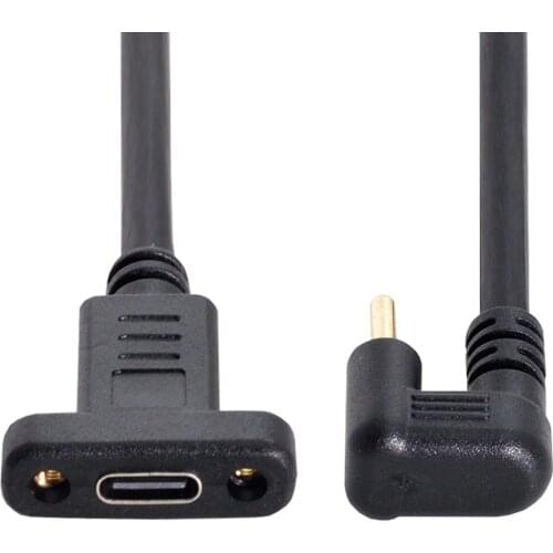 Jimier Type C USB-C USB 3.1 180 Degree Male U Shape Back Angled to Type C USB-C USB 3.1 Female Extension Data Cable 30cm