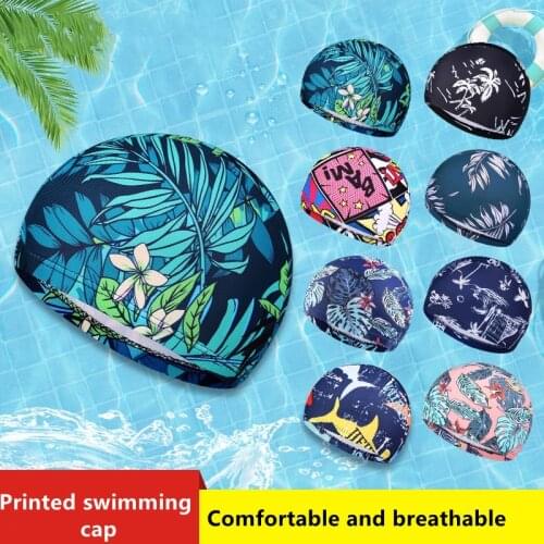 High elastic swimming cap adult fabric elastic comfortable ear protection long hair summer swimming pool swimming cap unisex