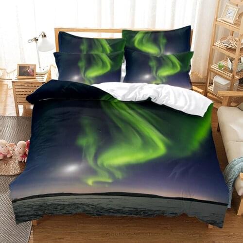 Aurora And Scenery Bedding Set Duvet Cover Set 3d Bedding Digital Printing Bed Linen Queen Size Bedding Set Fashion Design