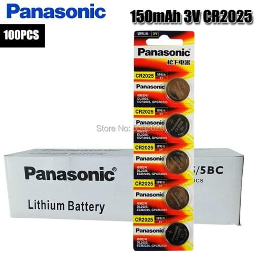Panasonic 100PCS/LOT cr 2025 3V Lithium Coin Battery Original cr2025 Button Cell Batteries For Watch Calculator Weight Scale