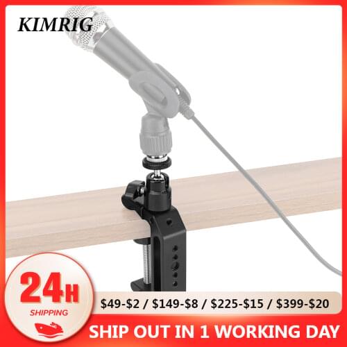 KIMRIG Multiple-purpose Super C Clamp Desktop Holder With 5/8"-27 Ball Head Mount Microphone Screw Adapter For Microphone