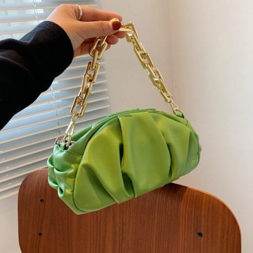 Fashion Cloud Dumpling Bags New Women Thick Chains Handbag Simple High Quality PU Leather Shoulder Crossbody Bags Female Purse