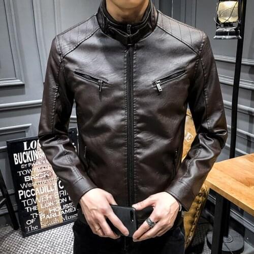 Men 2020 Autumn New Brand Casual Motor Distressed Leather Jacket Coat Men Winter Vintage Outwear Faux Leather Jackets Men