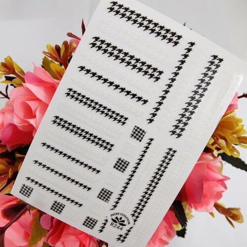 Black White Line Stripe 3D Stickers for Nails Decoraciones Manicure Design Art Sticker Self Adhesive Sliders foil on Nails