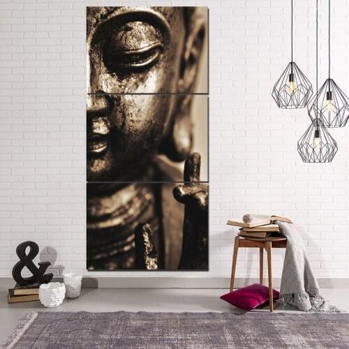 3 piece HD printed buddha wall art canvas painting for living room buddha statue posters and prints Free shipping