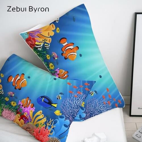 3D Cartoon Pillow Case Pillowcase Custom/50x70/50x75/50x80.Decorative Pillow Cover,ocean fish Bedding for Kids/Baby/Children