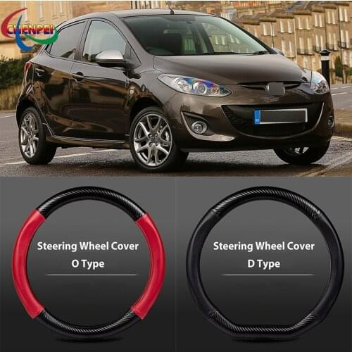38cm Non-Slip Dreathable Carbon Fiber Steering Wheel Cover For Mazda 2 Car interior decoration accessories