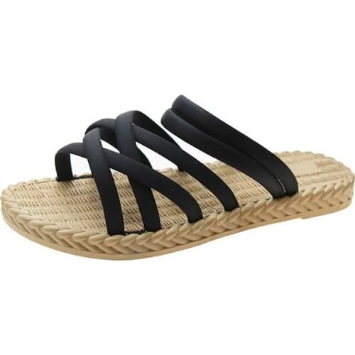 YSHUNIJ 2021 New Sandals Female Summer Korean Students Wear Flat Sandals and Slippers Net Red Roman Beach Shoes