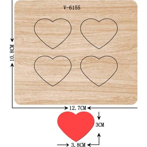 New Love heart wooden dies cutting dies for scrapbooking Multiple sizes V-6155