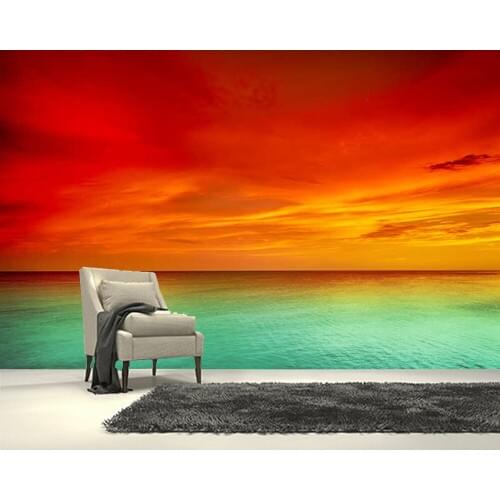 Papel de parede Colored sea and sky at sunset landscape 3d wallpaper mural,living room tv wall bedroom wall papers home decor